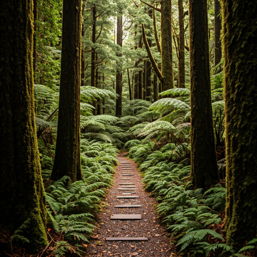Misty New Zealand mountain landscape at dawn